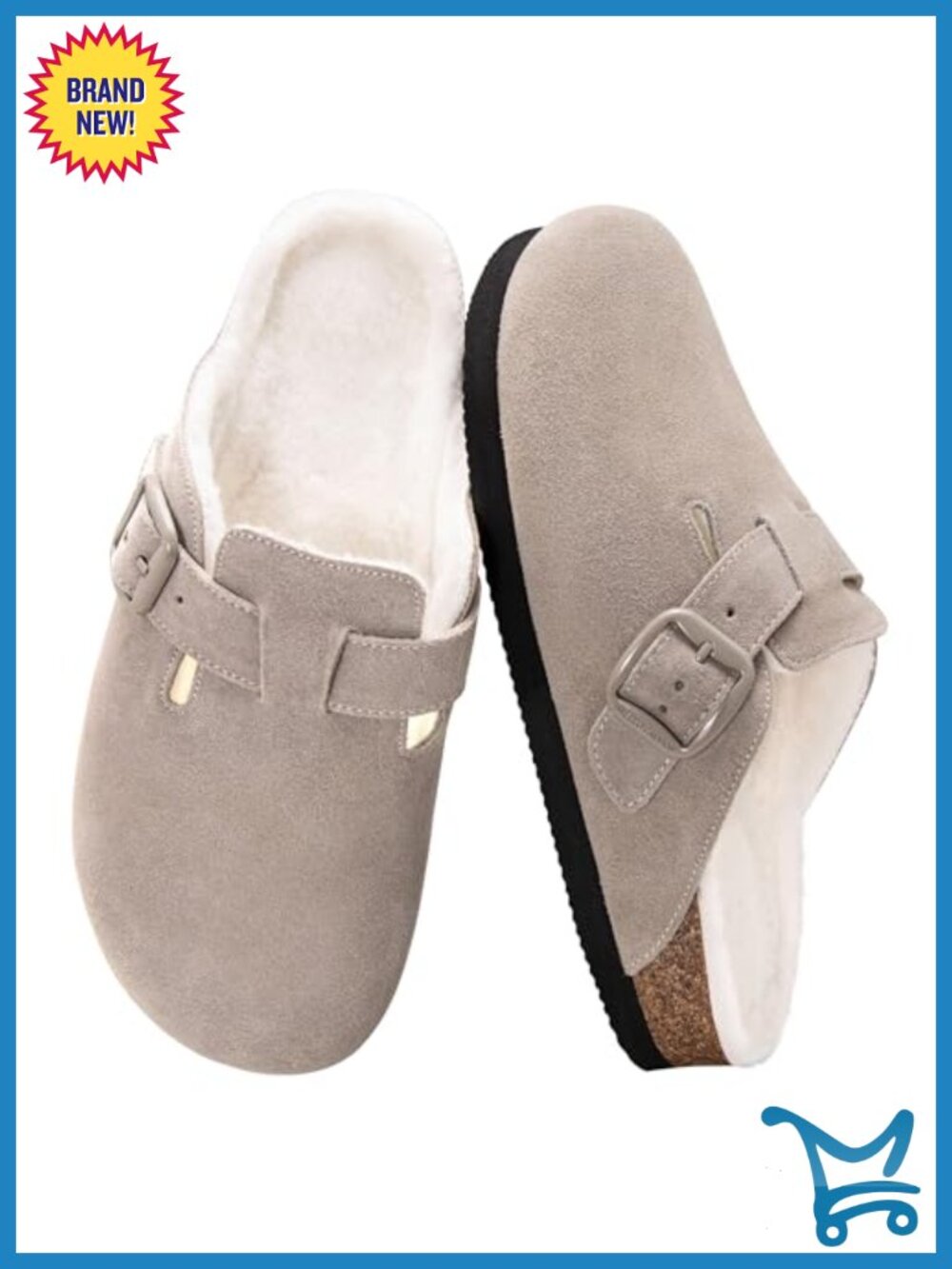 Women's Fuzzy Suede Clogs Leather Mules Fur Lined Non Slip Potato Shoes Arch